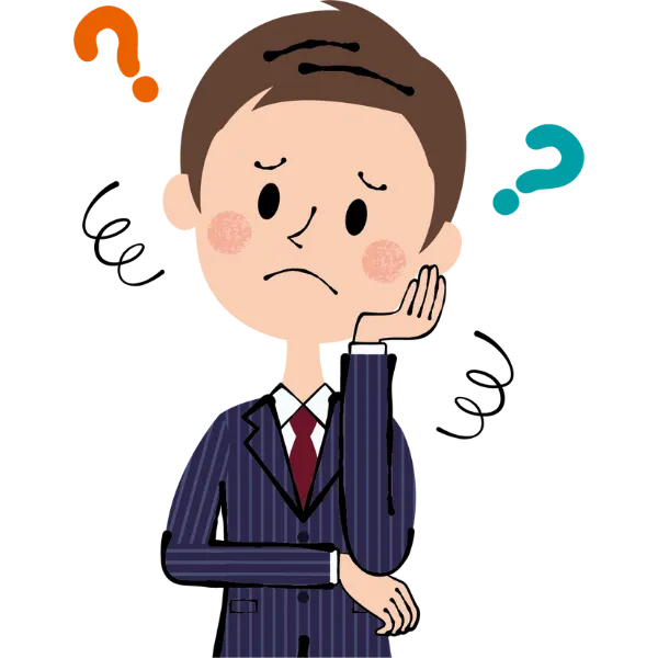 スーツ姿の男性が婚活について悩んでいるイラスト