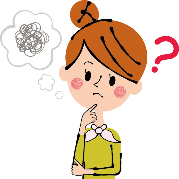 結婚相談所の入会を迷って考える女性のイラスト