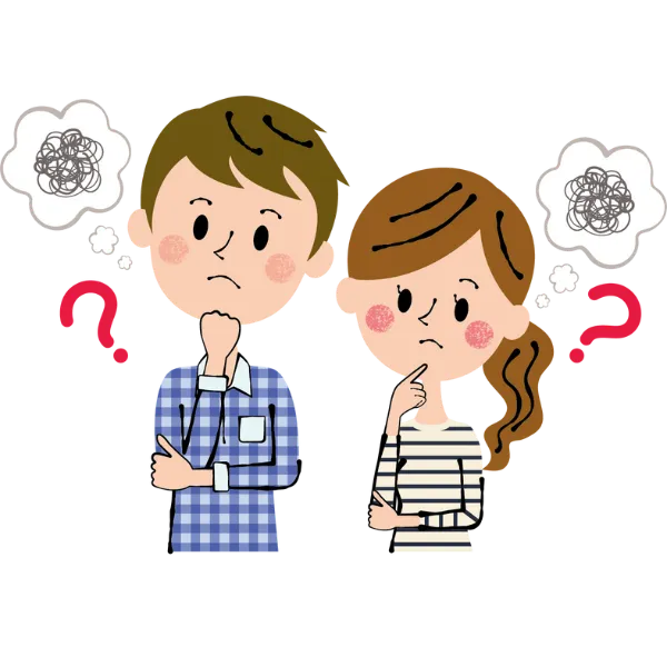 結婚後のお金の管理や家計について悩む夫婦のイラスト