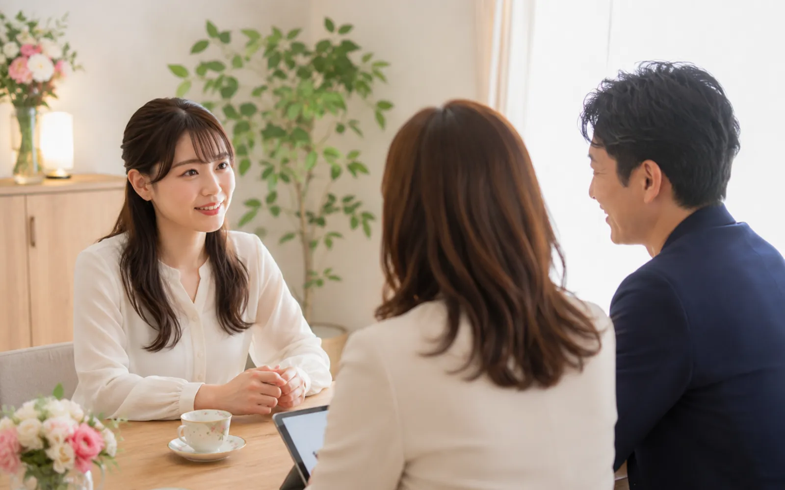 川越の結婚相談所Sweet Colorのカウンセリングを受ける女性。